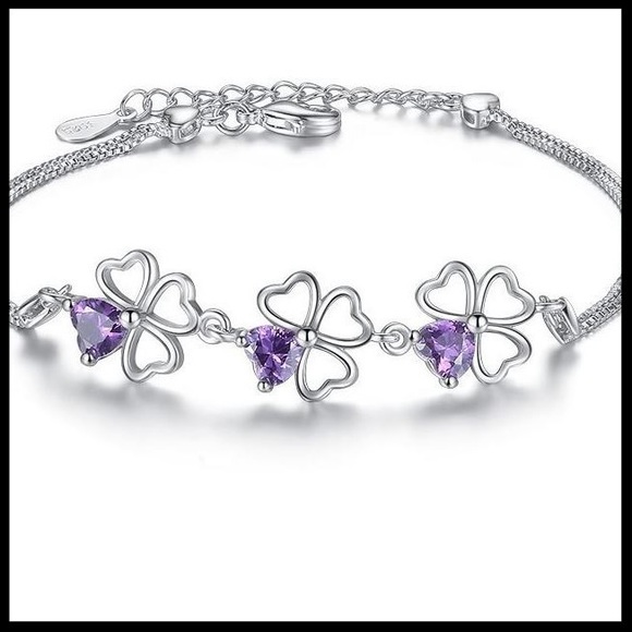 Purple Heart Clovers Bracelet - Picture 3 of 3